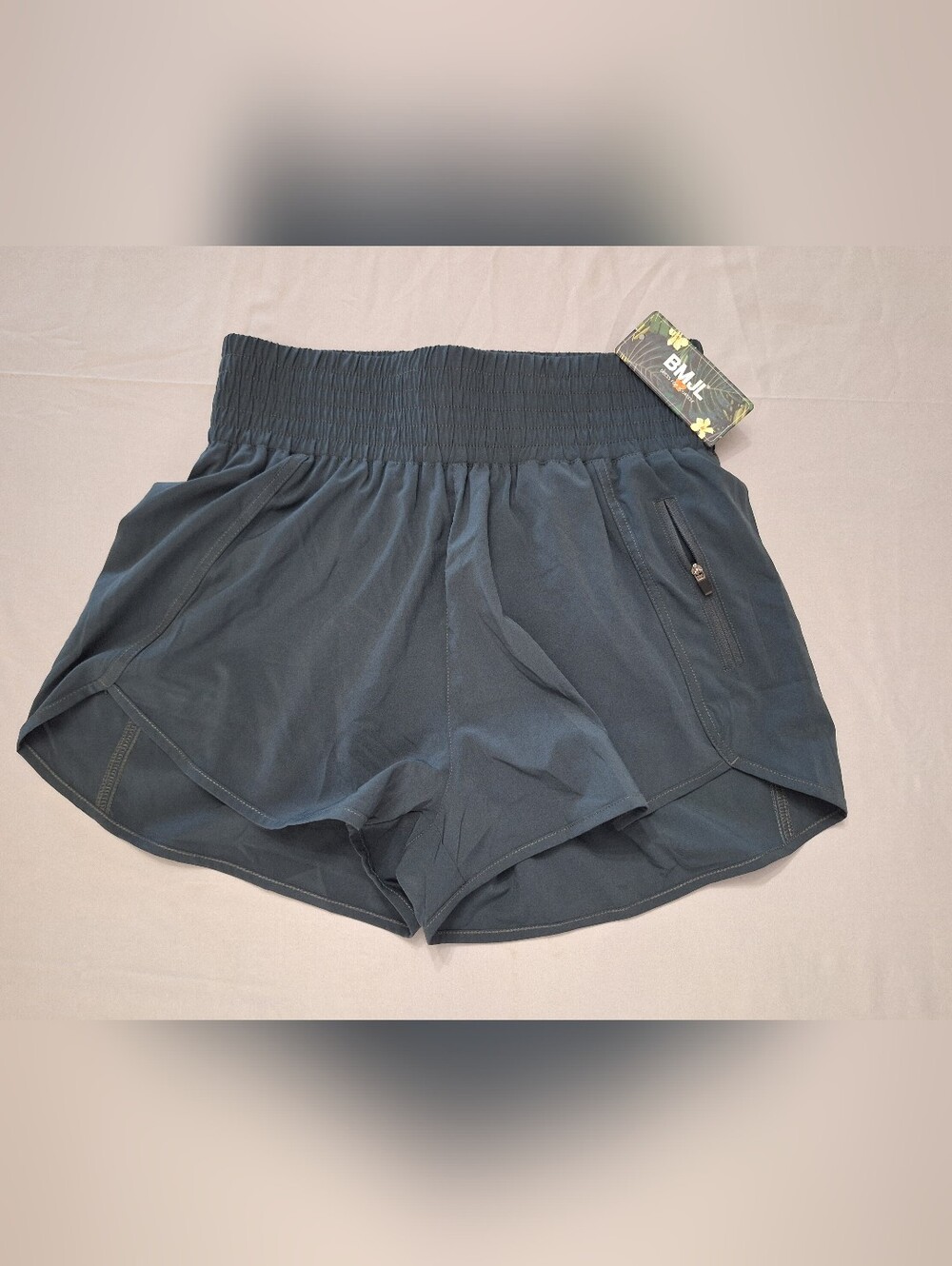 BMJL Charcoal Smocked-Waist Hi Rise Women's Athletic Shorts